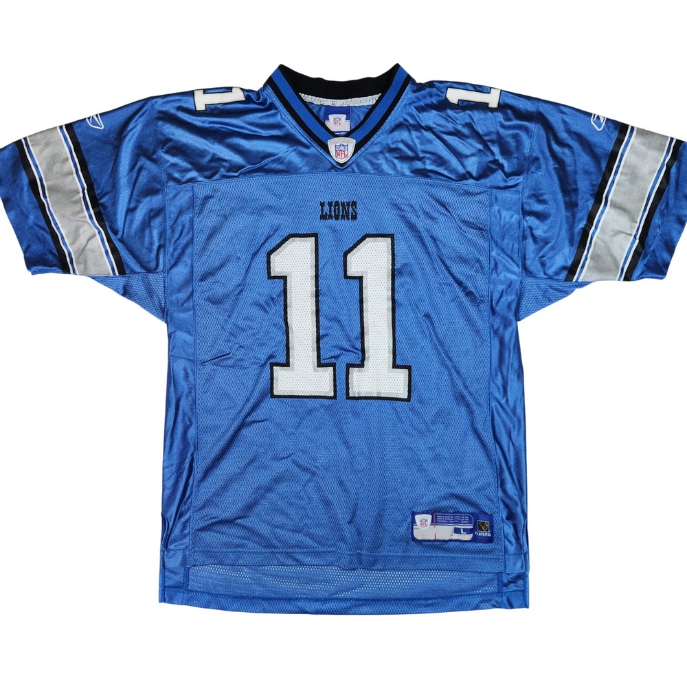 Reebok Detroit Lions Roy Williams 11 NFL Jersey Blue Mens Large